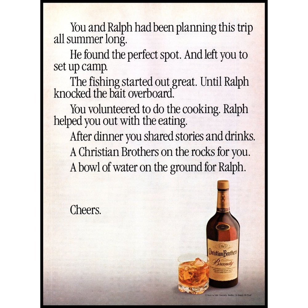 1984 Christian Brothers California Brandy Vintage Print Ad Bar Wall Art Decor